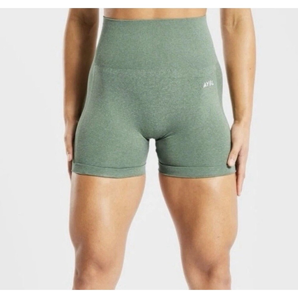 AYBL Empower Seamless Marled Forest Green Shorts Women’s Size Small NWT
